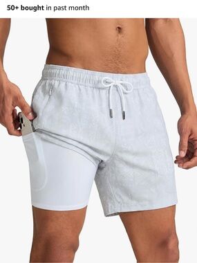 maamgic Mens Swim Trunks with Compression Liner 5 Inch, Quick Dry Bathing Suit